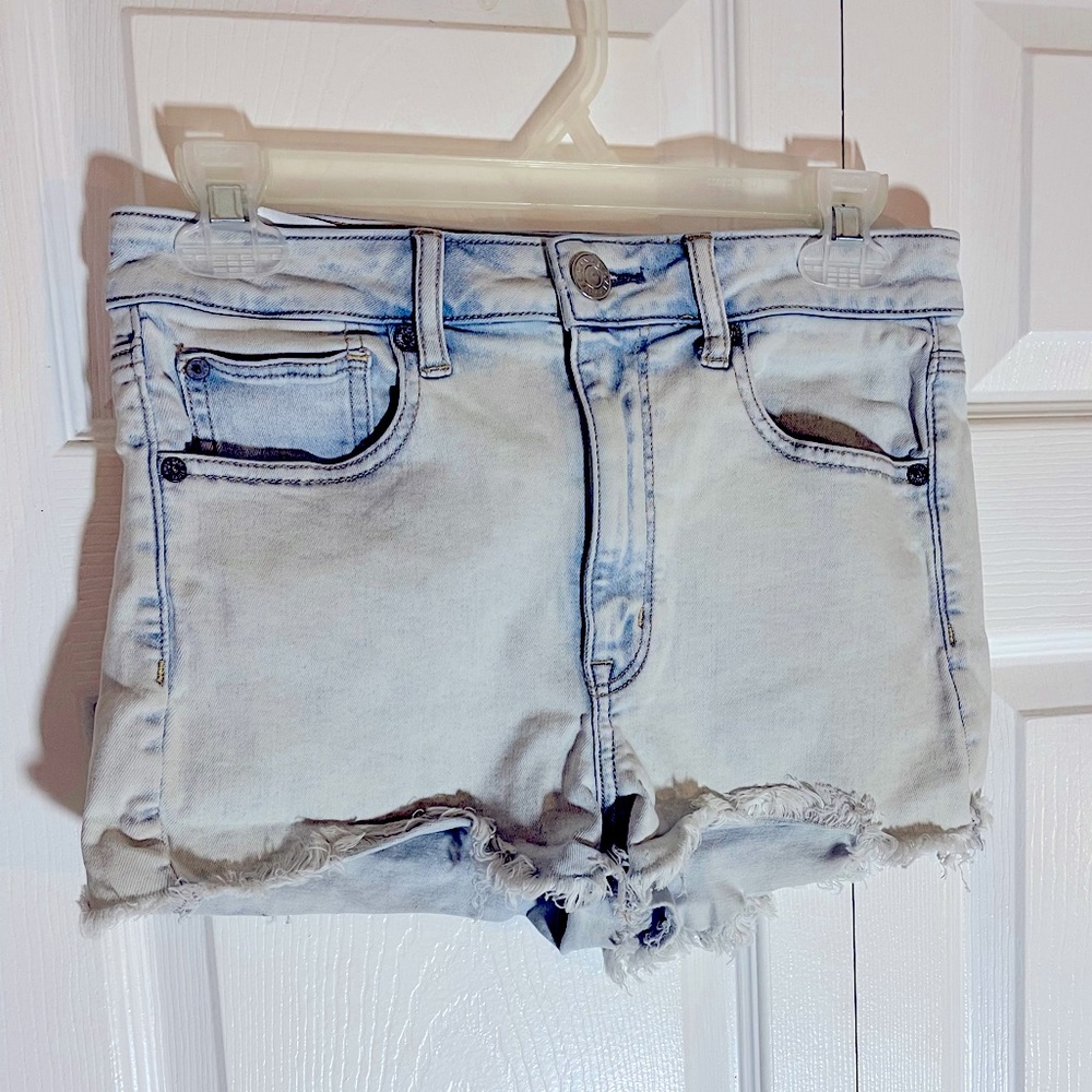 AMERICAN EAGLE WOMENS NEXT LEVEL STRETCH HIGH WAISTED JEAN SHORTS SZ 6